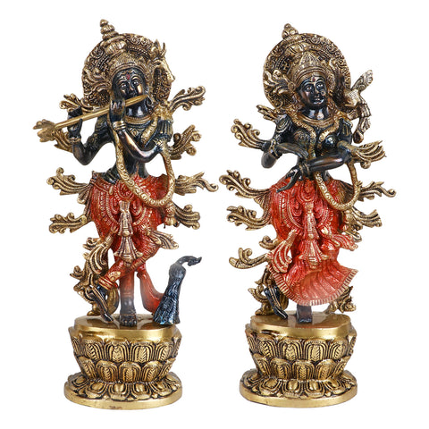 Lord Radha and Krishna Murti with Bansuri(Flute), Radha Krishna&nbsp;Statue made from Virgin Quality Brass for long-lasting use. Handmade product from the Artisanship of India's Craftsman Using Modern Style.